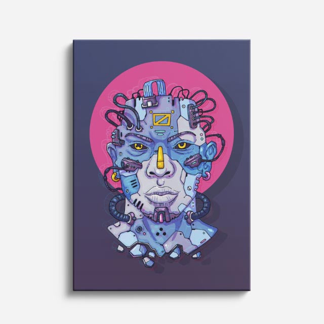 Cuadro canvas Busto Cyber Multicolor - Ilustraciones Pop Pop Art & Color - Vista Frente