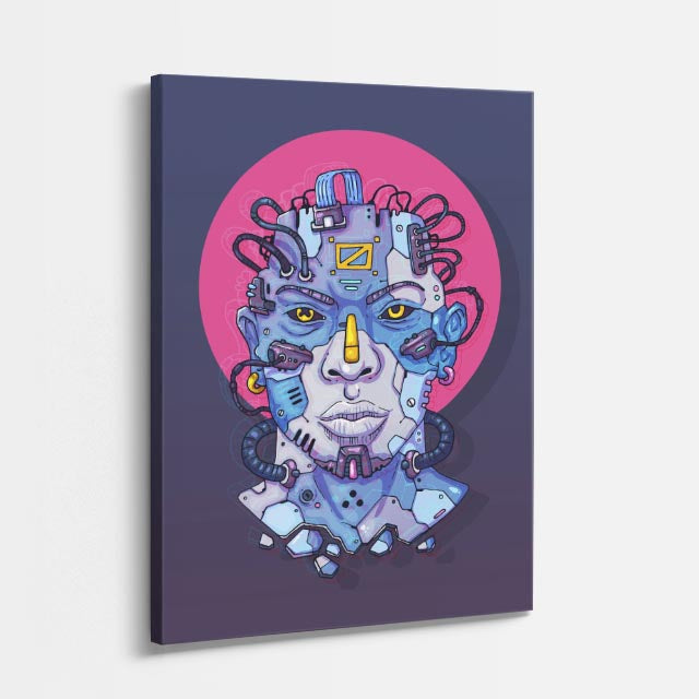 Cuadro canvas Busto Cyber Multicolor - Ilustraciones Pop Pop Art & Color - Vista Perspectiva