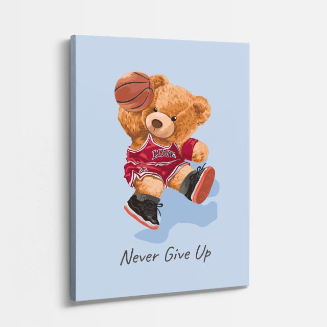 Cuadro canvas Osito Never Give Up - Ilustraciones Pop Pop Art & Color - Vista Perspectiva