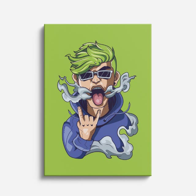 Cuadro canvas Chico Verde con Lentes - Ilustraciones Pop Pop Art & Color - Vista Frente