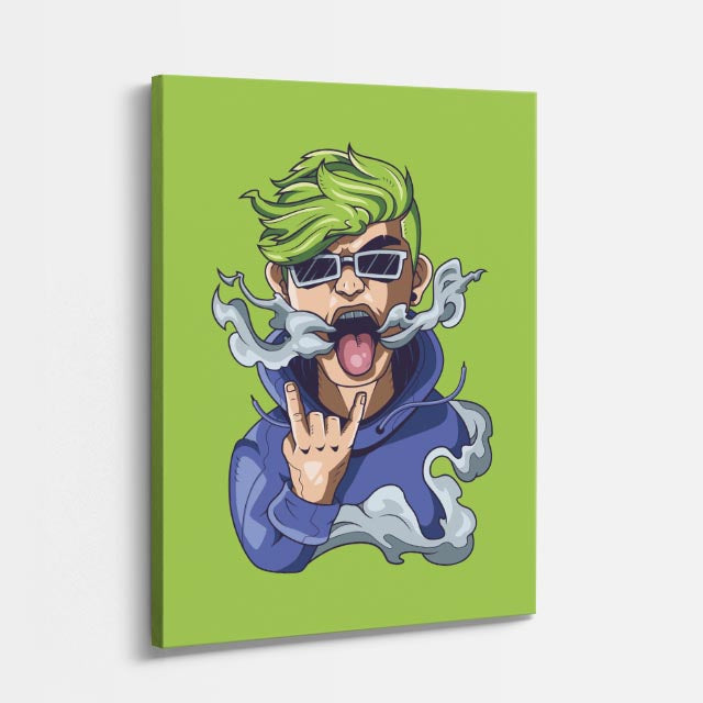 Cuadro canvas Chico Verde con Lentes - Ilustraciones Pop Pop Art & Color - Vista Perspectiva