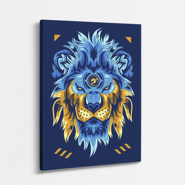 Cuadro canvas Leon Neon Azul - Ilustraciones Pop Pop Art & Color - Vista Perspectiva
