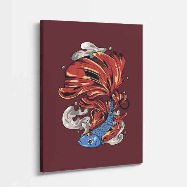 Cuadro canvas Gallo Oscuro Rojo - Ilustraciones Pop Pop Art & Color - Vista Perspectiva