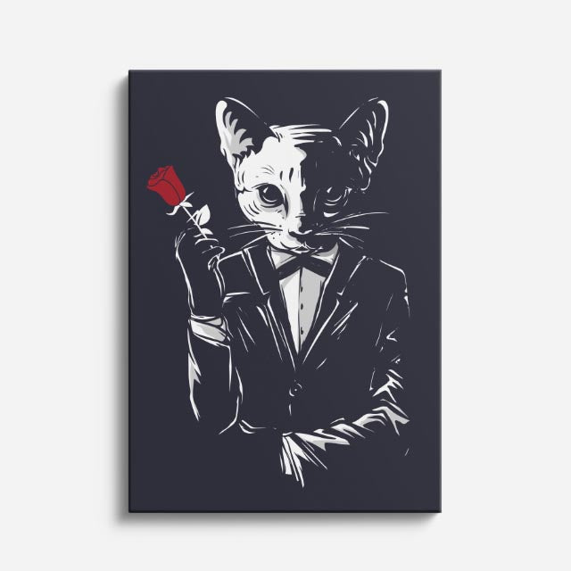 Cuadro canvas Mapache Elegante Oscuro - Ilustraciones Pop Pop Art & Color - Vista Frente