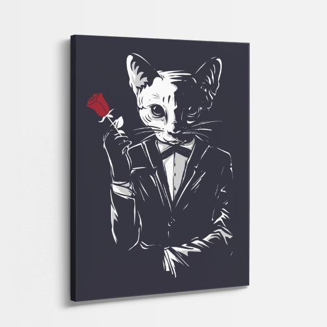 Cuadro canvas Mapache Elegante Oscuro - Ilustraciones Pop Pop Art & Color - Vista Perspectiva