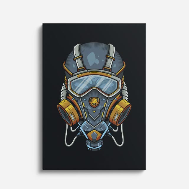 Cuadro canvas Robot Mech Dorado - Ilustraciones Pop Pop Art & Color - Vista Frente