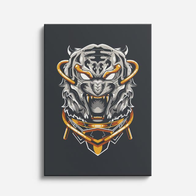 Cuadro canvas Tigre Feroz Azul - Ilustraciones Pop Pop Art & Color - Vista Frente