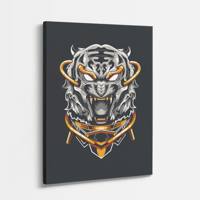 Cuadro canvas Tigre Feroz Azul - Ilustraciones Pop Pop Art & Color - Vista Perspectiva
