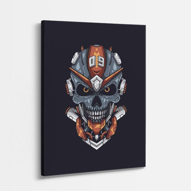 Cuadro canvas Calavera Robot Naranja - Ilustraciones Pop Pop Art & Color - Vista Perspectiva