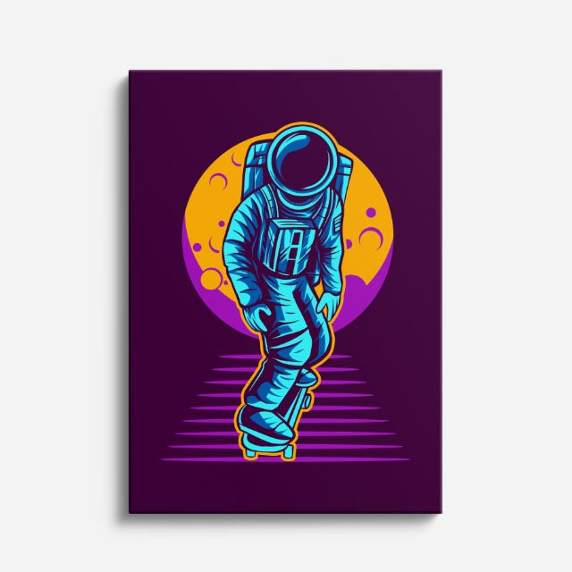Cuadro canvas Astronauta Synthwave Morado - Ilustraciones Pop Pop Art & Color - Vista Frente