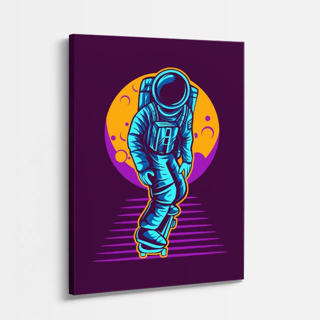 Cuadro canvas Astronauta Synthwave Morado - Ilustraciones Pop Pop Art & Color - Vista Perspectiva