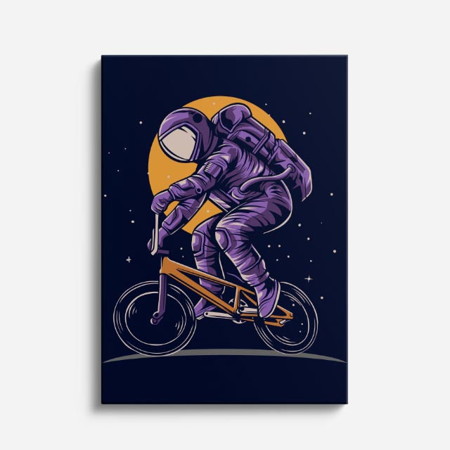 Cuadro canvas Astronauta BMX Nocturno - Ilustraciones Pop Pop Art & Color - Vista Frente