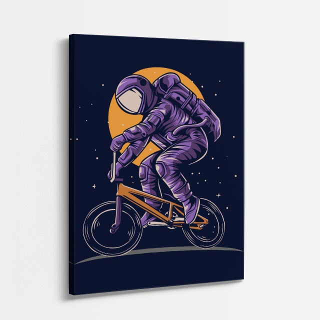 Cuadro canvas Astronauta BMX Nocturno - Ilustraciones Pop Pop Art & Color - Vista Perspectiva