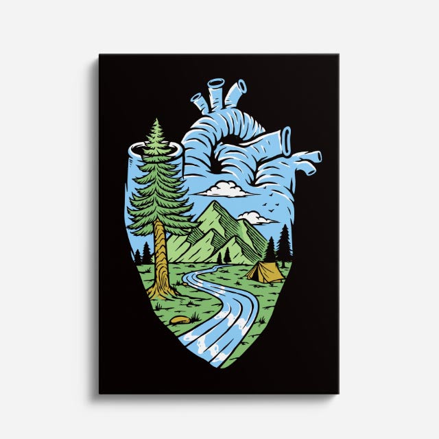 Cuadro canvas Corazon Naturaleza Azul - Ilustraciones Pop Pop Art & Color - Vista Frente