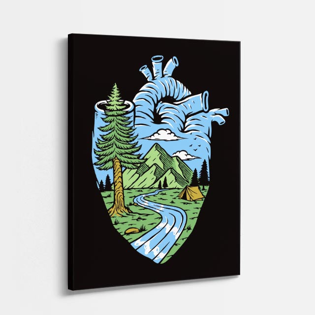 Cuadro canvas Corazon Naturaleza Azul - Ilustraciones Pop Pop Art & Color - Vista Perspectiva