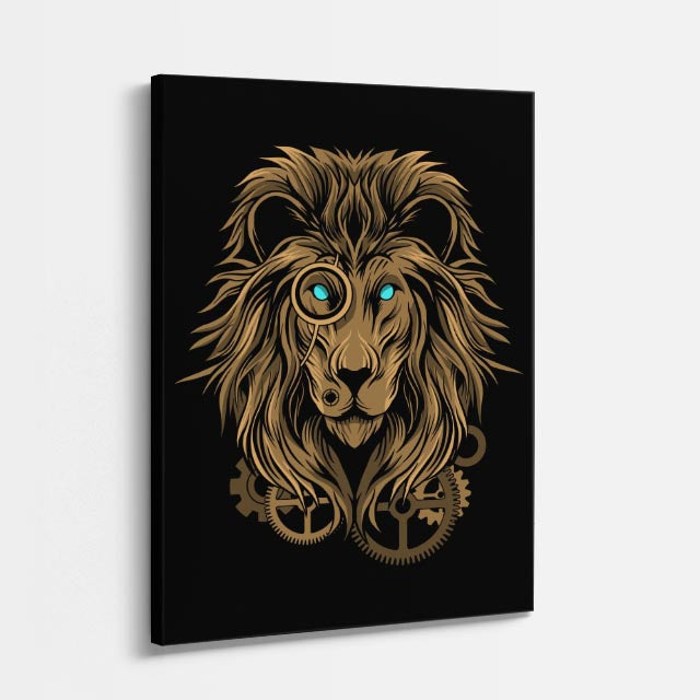 Cuadro canvas Leon Salvaje Dorado - Ilustraciones Pop Pop Art & Color - Vista Perspectiva