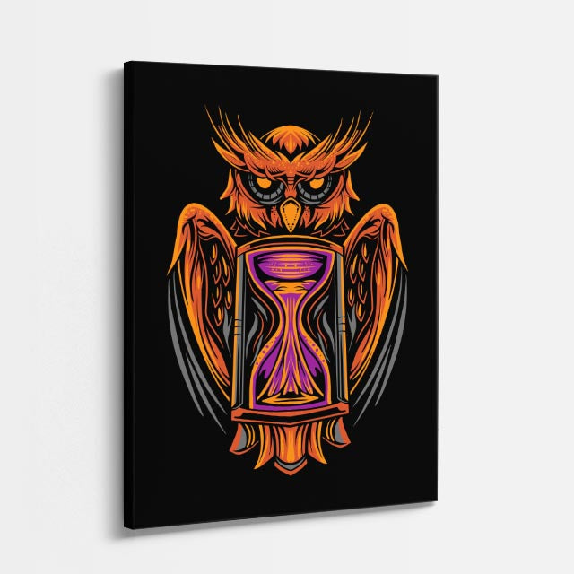 Cuadro canvas Buho Reloj Naranja - Ilustraciones Pop Pop Art & Color - Vista Perspectiva