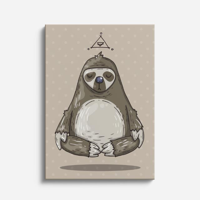 Cuadro canvas Pinguino Zen Beige - Ilustraciones Pop Pop Art & Color - Vista Frente