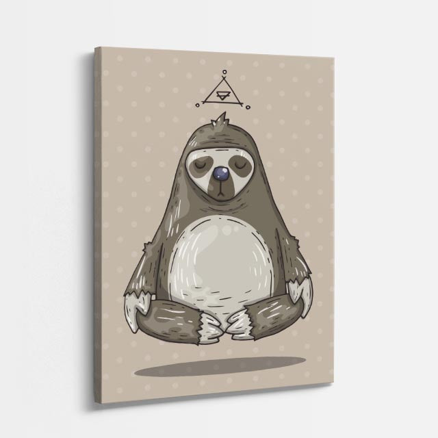 Cuadro canvas Pinguino Zen Beige - Ilustraciones Pop Pop Art & Color - Vista Perspectiva