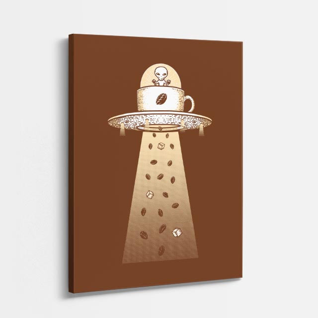 Cuadro canvas OVNI Abduccion Marron - Ilustraciones Pop Pop Art & Color - Vista Perspectiva