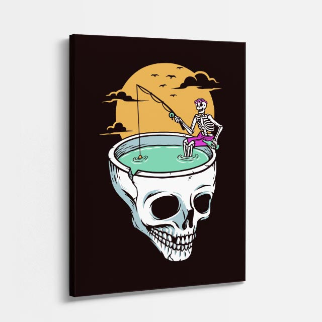 Cuadro canvas Calavera Pescando Oscura - Ilustraciones Pop Pop Art & Color - Vista Perspectiva
