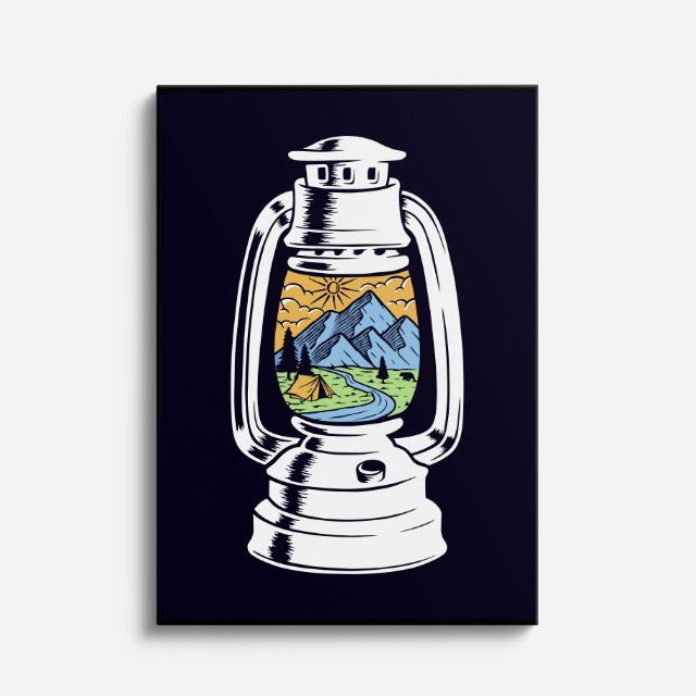 Cuadro canvas Lampara Mundo Azul - Ilustraciones Pop Pop Art & Color - Vista Frente