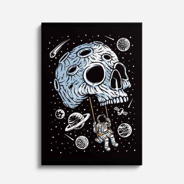 Cuadro canvas Calavera Luna Espacial - Ilustraciones Pop Pop Art & Color - Vista Frente