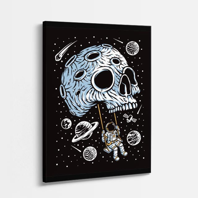 Cuadro canvas Calavera Luna Espacial - Ilustraciones Pop Pop Art & Color - Vista Perspectiva