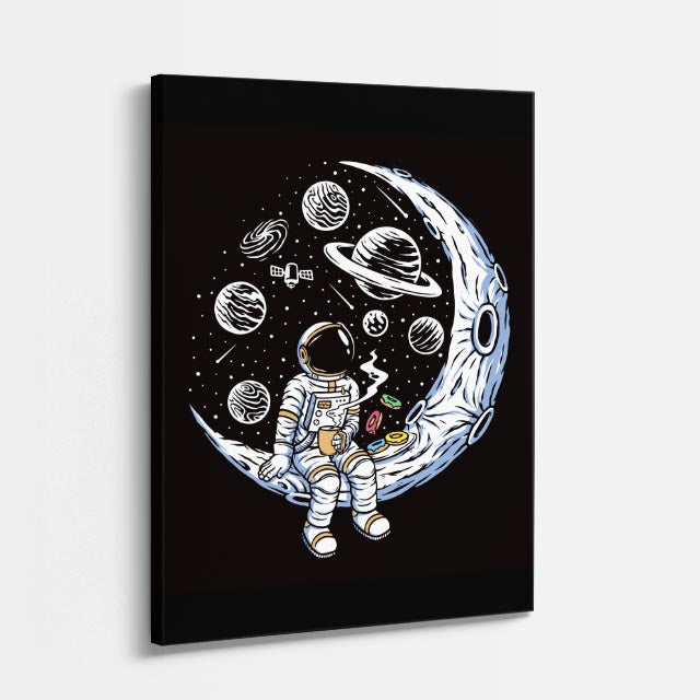 Cuadro canvas Astronauta Luna Vintage - Ilustraciones Pop Pop Art & Color - Vista Perspectiva