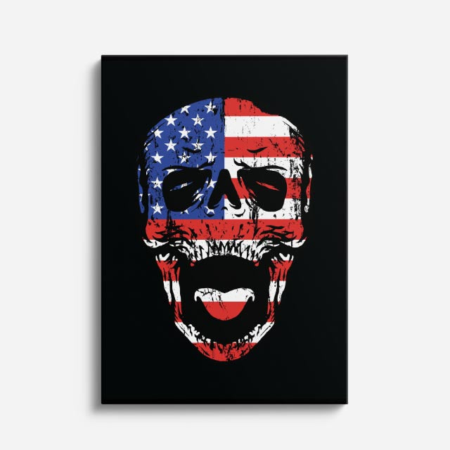 Cuadro canvas Calavera Bandera USA - Ilustraciones Pop Pop Art & Color - Vista Frente