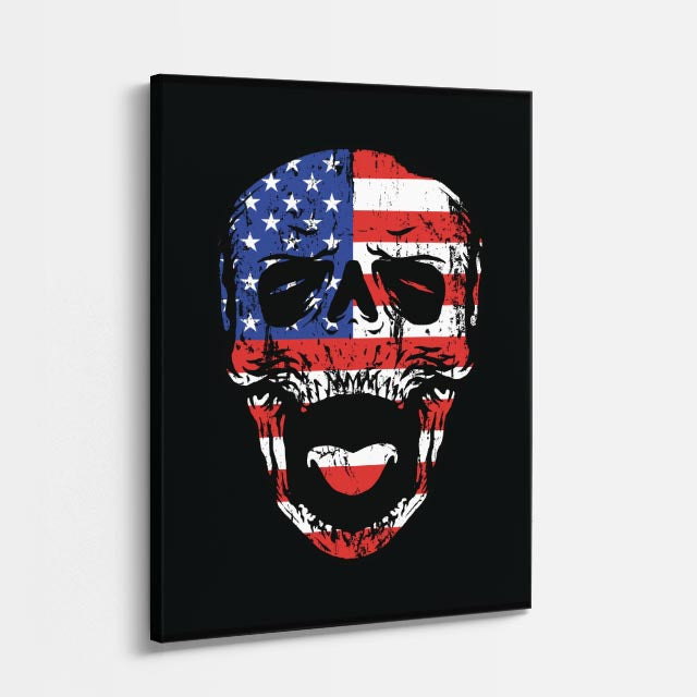 Cuadro canvas Calavera Bandera USA - Ilustraciones Pop Pop Art & Color - Vista Perspectiva