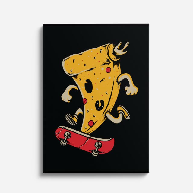 Cuadro canvas Pizza Skate Dorada - Ilustraciones Pop Pop Art & Color - Vista Frente