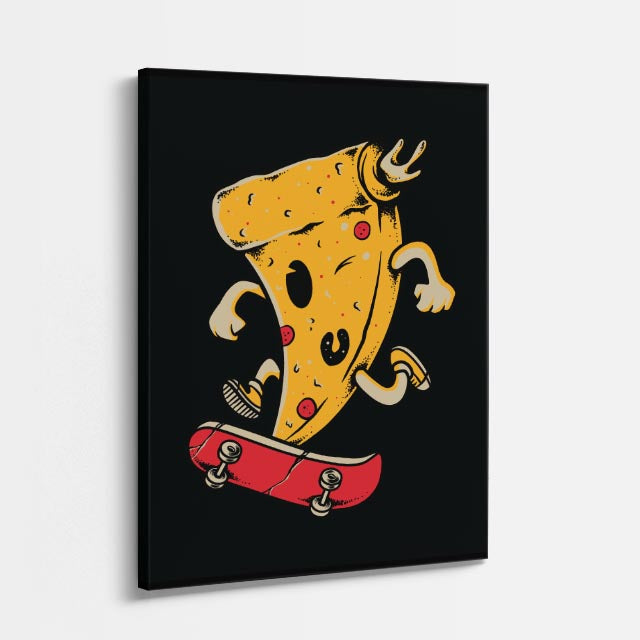 Cuadro canvas Pizza Skate Dorada - Ilustraciones Pop Pop Art & Color - Vista Perspectiva