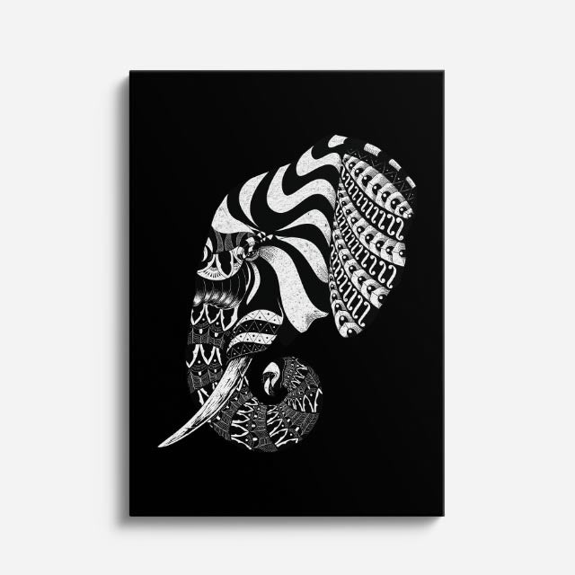 Cuadro canvas Bestia Blanco Negro - Ilustraciones Pop Pop Art & Color - Vista Frente