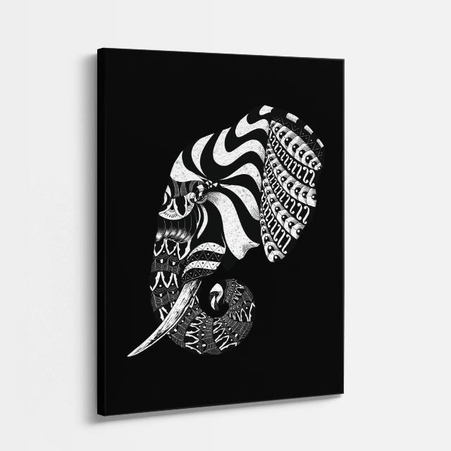 Cuadro canvas Bestia Blanco Negro - Ilustraciones Pop Pop Art & Color - Vista Perspectiva