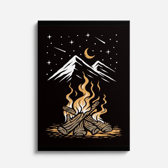 Cuadro canvas Montanas Fuego Oscuro - Ilustraciones Pop Pop Art & Color - Vista Frente
