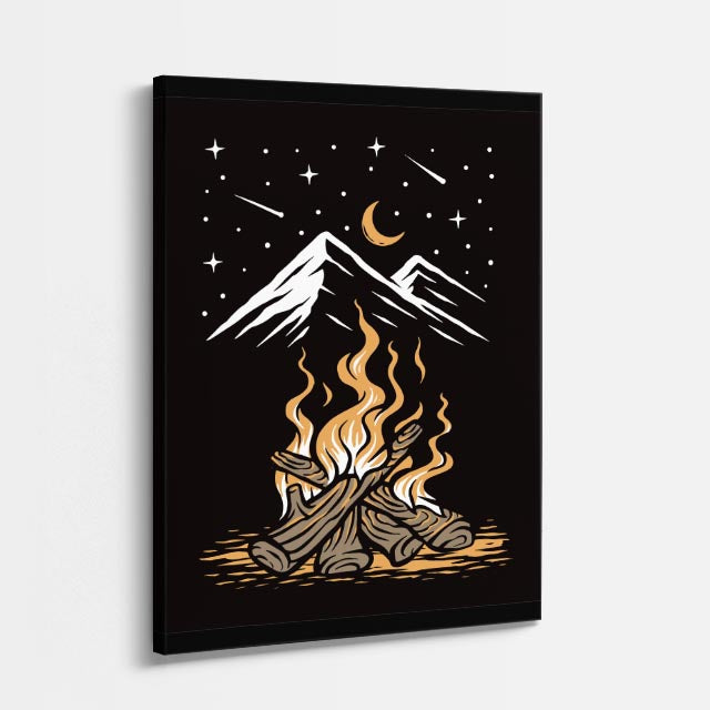 Cuadro canvas Montanas Fuego Oscuro - Ilustraciones Pop Pop Art & Color - Vista Perspectiva