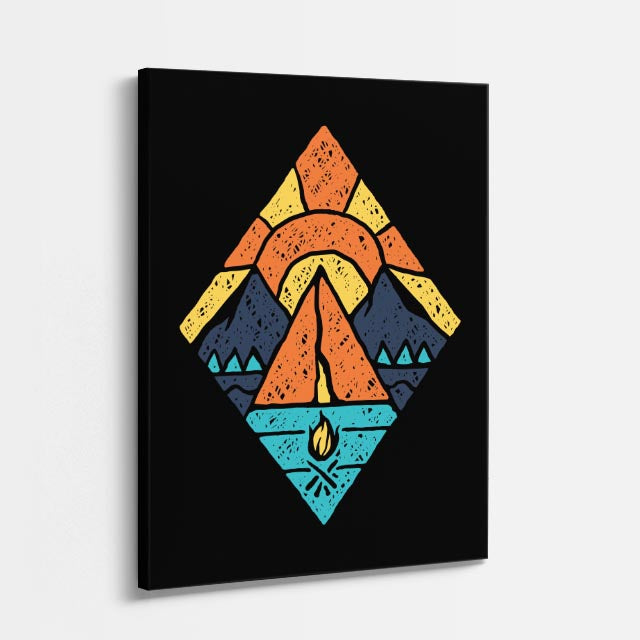 Cuadro canvas Triangulo Viajero Naranja - Ilustraciones Pop Pop Art & Color - Vista Perspectiva