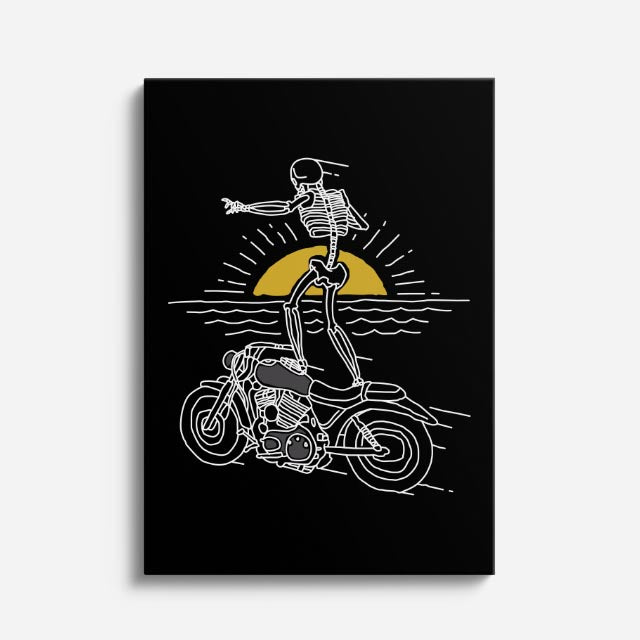 Cuadro canvas Calavera Moto Oscura - Ilustraciones Pop Pop Art & Color - Vista Frente