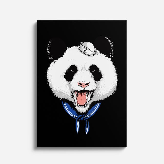 Cuadro canvas Panda Divertido Blanco - Ilustraciones Pop Pop Art & Color - Vista Frente