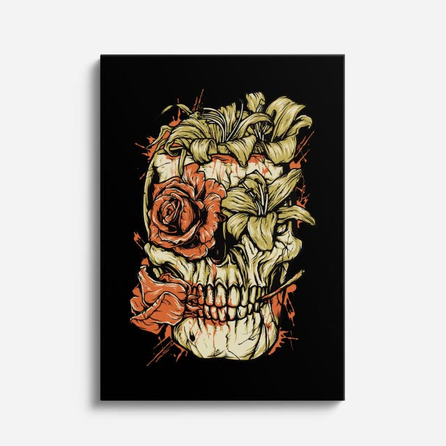 Cuadro canvas Calavera Flores Explosion - Ilustraciones Pop Pop Art & Color - Vista Frente