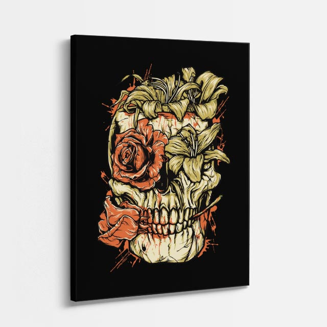 Cuadro canvas Calavera Flores Explosion - Ilustraciones Pop Pop Art & Color - Vista Perspectiva