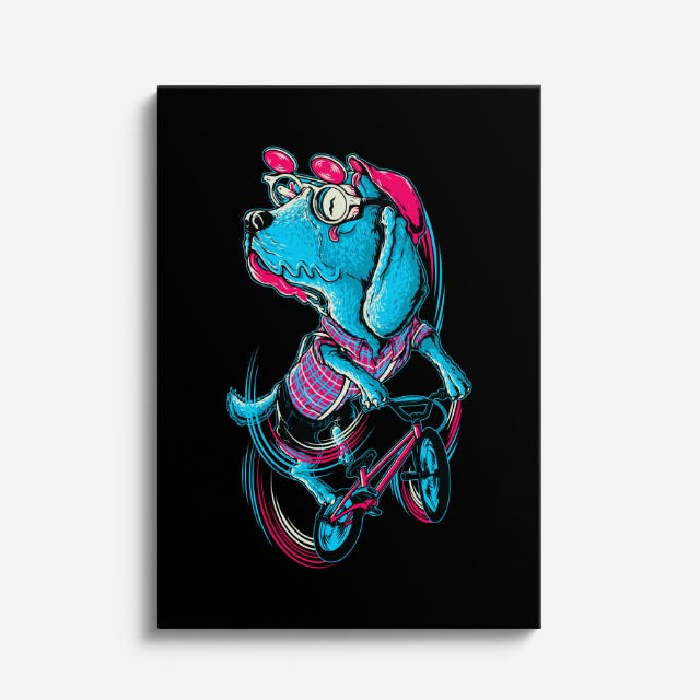 Cuadro canvas Dinosaurio Neon Turquesa - Ilustraciones Pop Pop Art & Color - Vista Frente