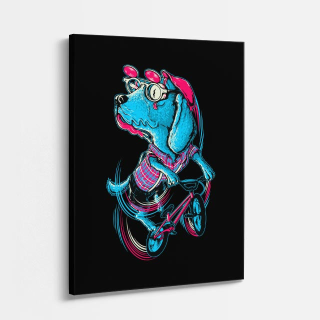 Cuadro canvas Dinosaurio Neon Turquesa - Ilustraciones Pop Pop Art & Color - Vista Perspectiva