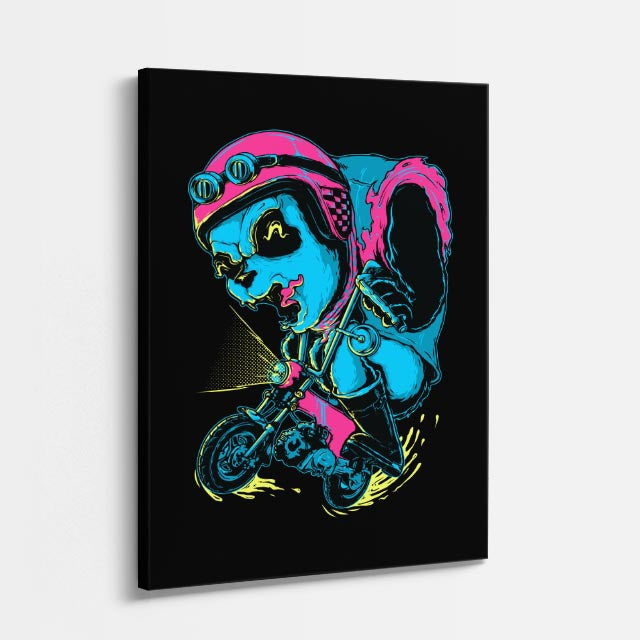 Cuadro canvas Dinosaurio Bici Nocturno - Ilustraciones Pop Pop Art & Color - Vista Perspectiva