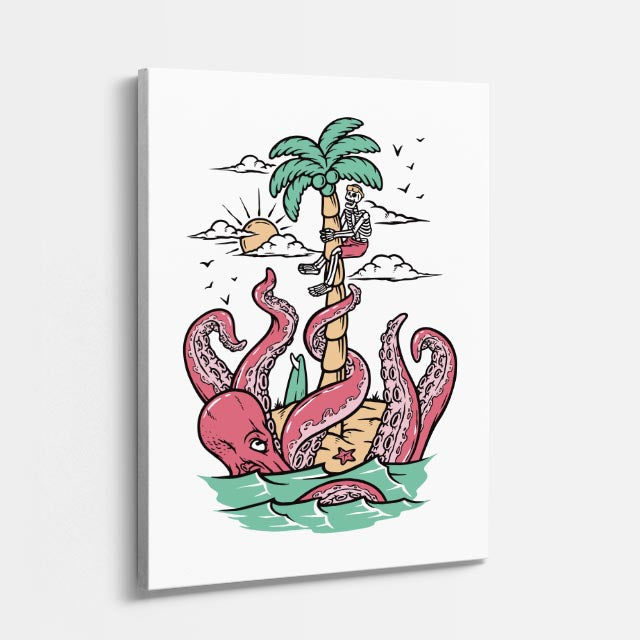 Cuadro canvas Surfista Calavera Oscuro - Ilustraciones Pop Pop Art & Color - Vista Perspectiva