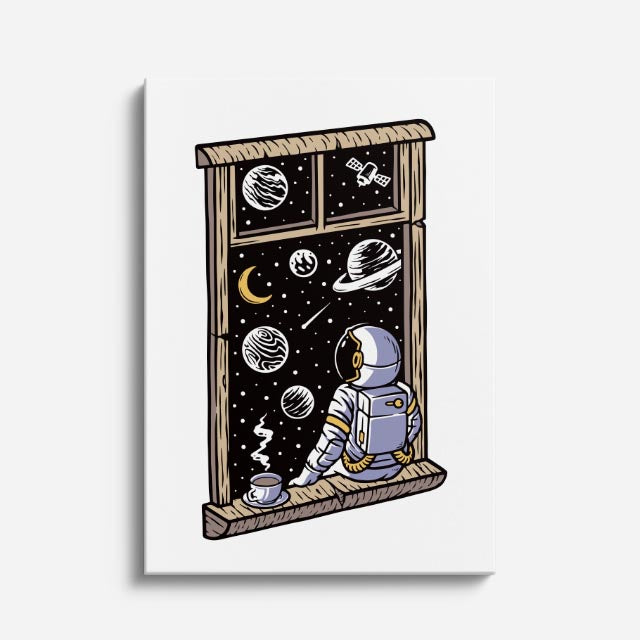 Cuadro canvas Astronauta Gato Espacial - Ilustraciones Pop Pop Art & Color - Vista Frente