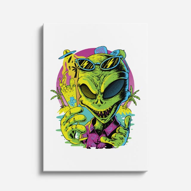 Cuadro canvas Dinosaurio Montana Blanco - Ilustraciones Pop Pop Art & Color - Vista Frente