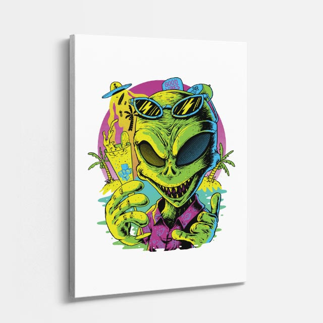 Cuadro canvas Dinosaurio Montana Blanco - Ilustraciones Pop Pop Art & Color - Vista Perspectiva