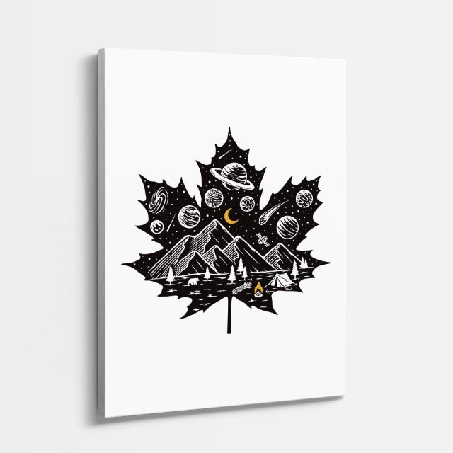 Cuadro canvas Hoja Oscura Tatuaje - Ilustraciones Pop Pop Art & Color - Vista Perspectiva